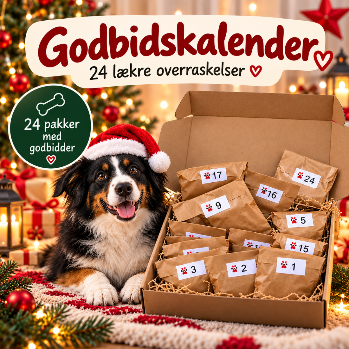 Julekalender med godbidder til hunde, Stor, Ja