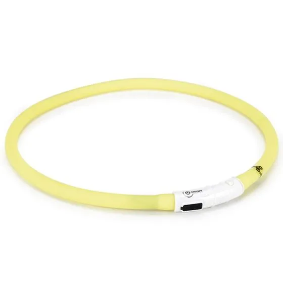 Halsbånd med LED og USB opladning, Gul