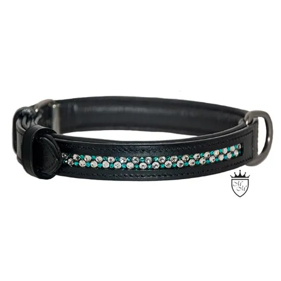 MicaM Læderhalsbånd med Swarowski Krystaller